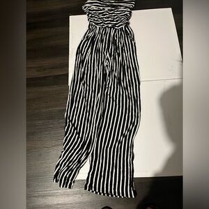 Black And White Strapless Jumpsuit